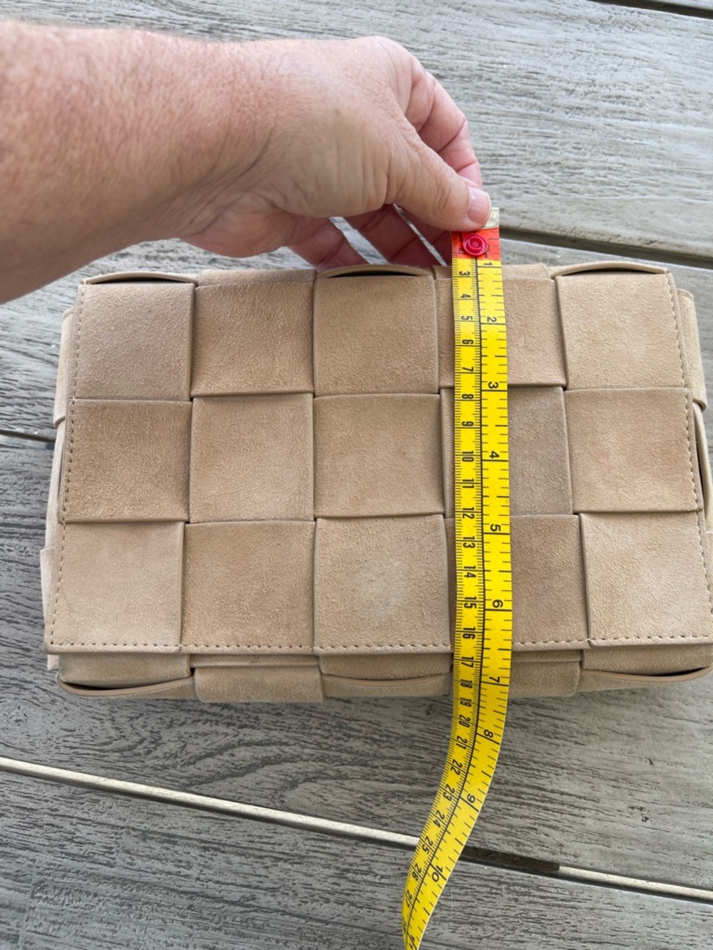J McLaughlin Una Neutral Woven Suede Leather Crossbody Bag - Picture 8 of 11